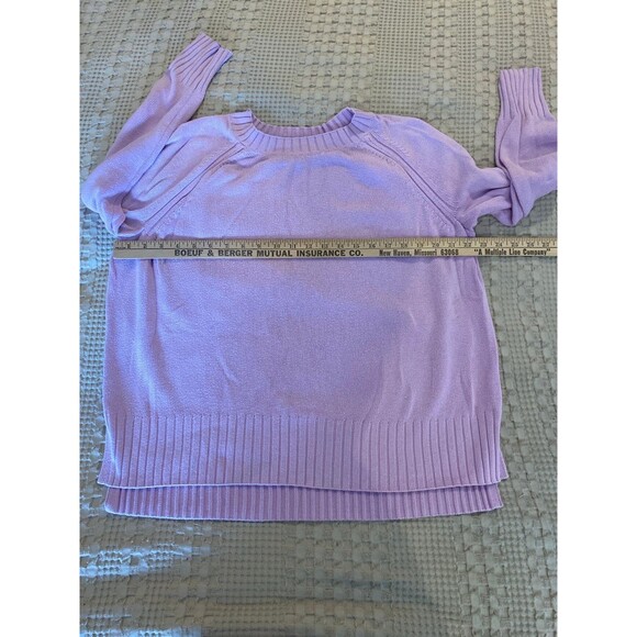 Old Navy Sweater Crewneck Oversized Large Pink Purple Hi Low Hem 55% Cotton - Picture 9 of 11